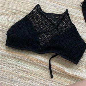 High neck crochet middle bikini top
